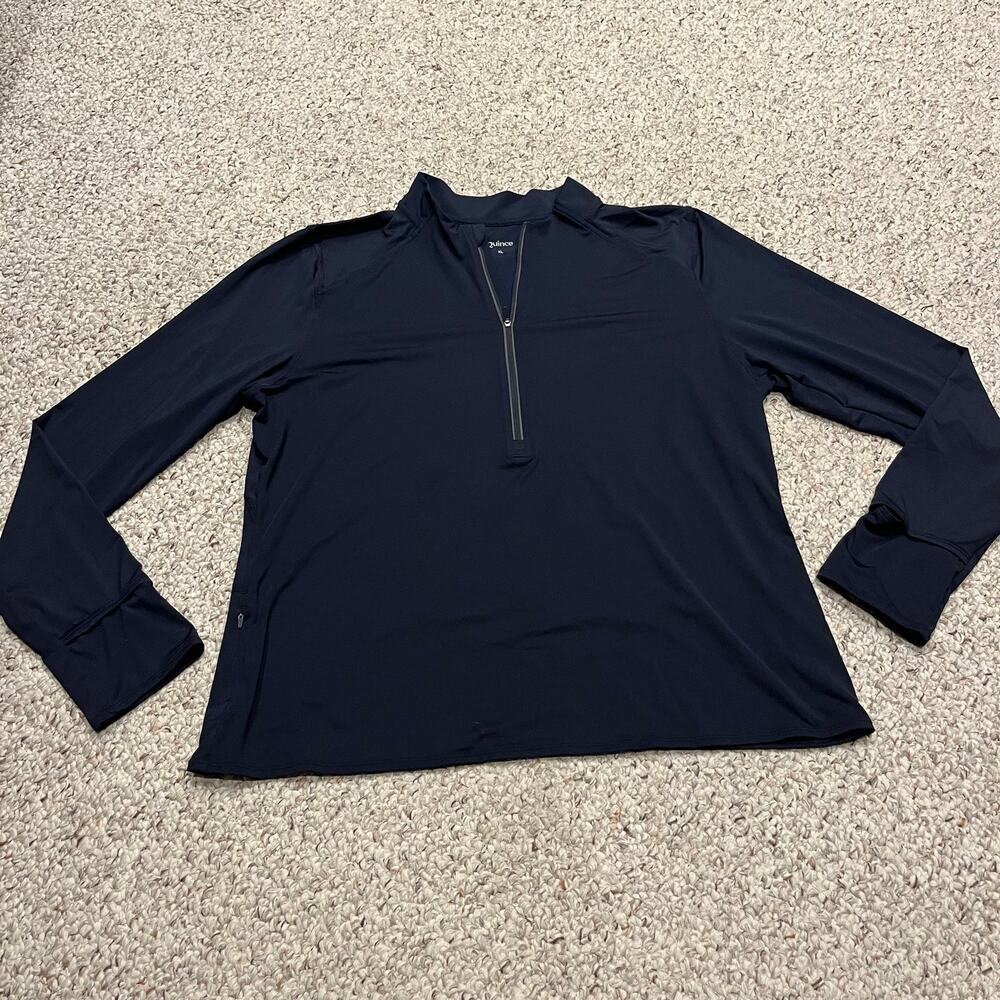 Quince Race Day Half Zip Pullover XL Navy Blue Athleisure Workout Casual